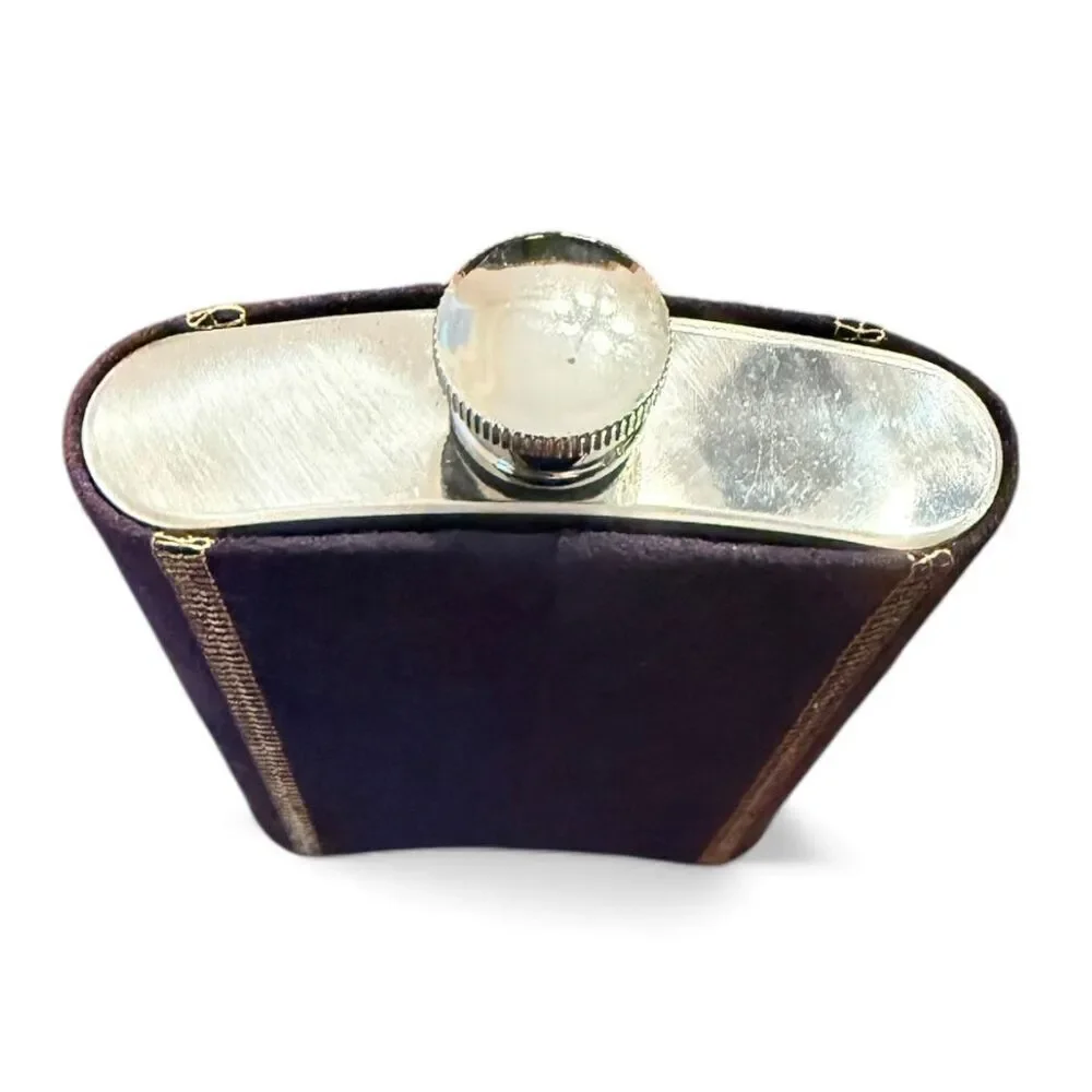 Crown Royal Cap 8 oz. 18/8 Stainless Steel Whiskey Flask W/ Purple Suede Cover